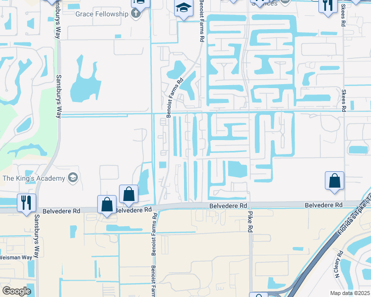 map of restaurants, bars, coffee shops, grocery stores, and more near 1153 Lake Victoria Drive in Royal Palm Beach