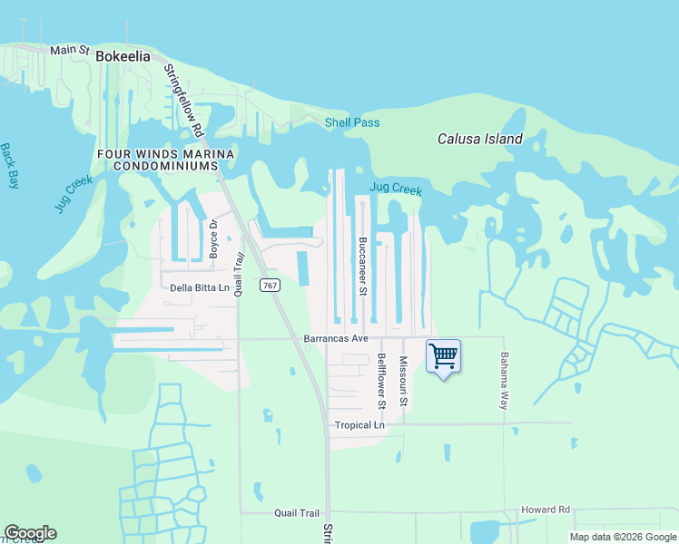 map of restaurants, bars, coffee shops, grocery stores, and more near 16226 Tortuga Street in Bokeelia