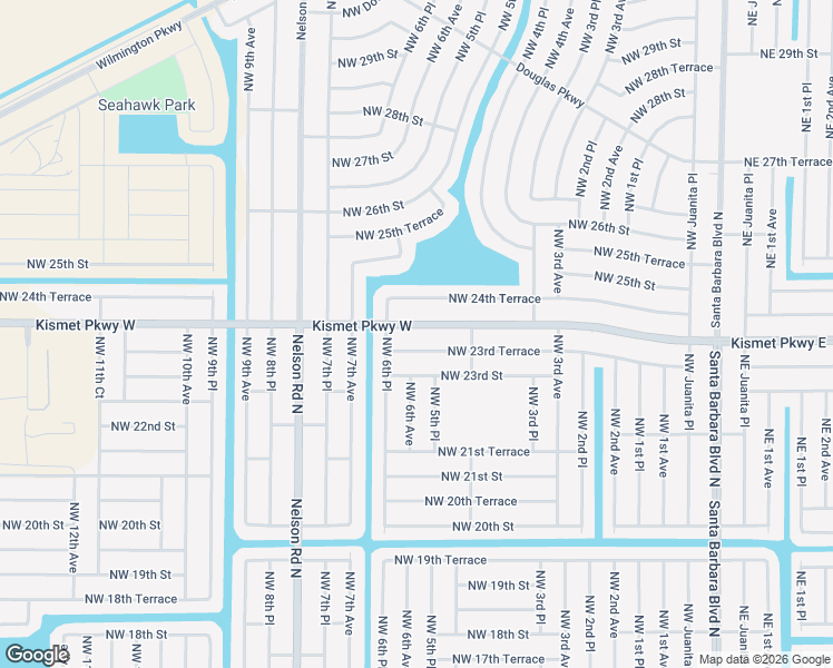map of restaurants, bars, coffee shops, grocery stores, and more near 532 Kismet Parkway West in Cape Coral