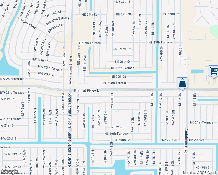 map of restaurants, bars, coffee shops, grocery stores, and more near 221 Kismet Parkway East in Cape Coral