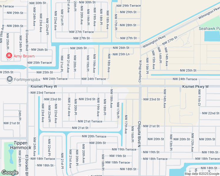 map of restaurants, bars, coffee shops, grocery stores, and more near 1800 Kismet Parkway West in Cape Coral