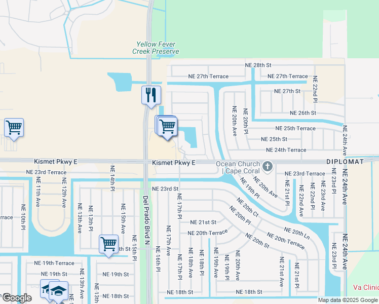 map of restaurants, bars, coffee shops, grocery stores, and more near 1871 Concordia Lake Circle in Cape Coral