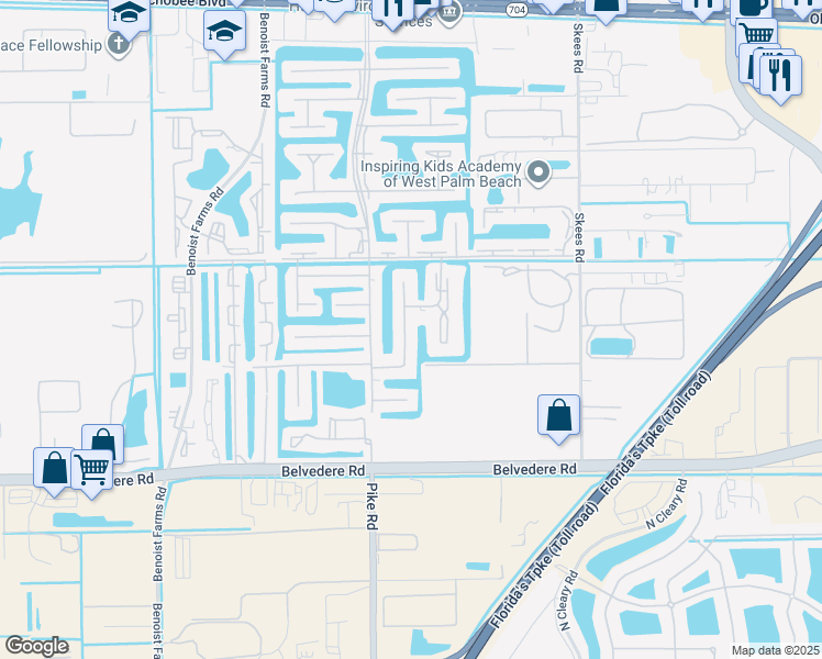 map of restaurants, bars, coffee shops, grocery stores, and more near 160 Lake Meryl Drive in West Palm Beach