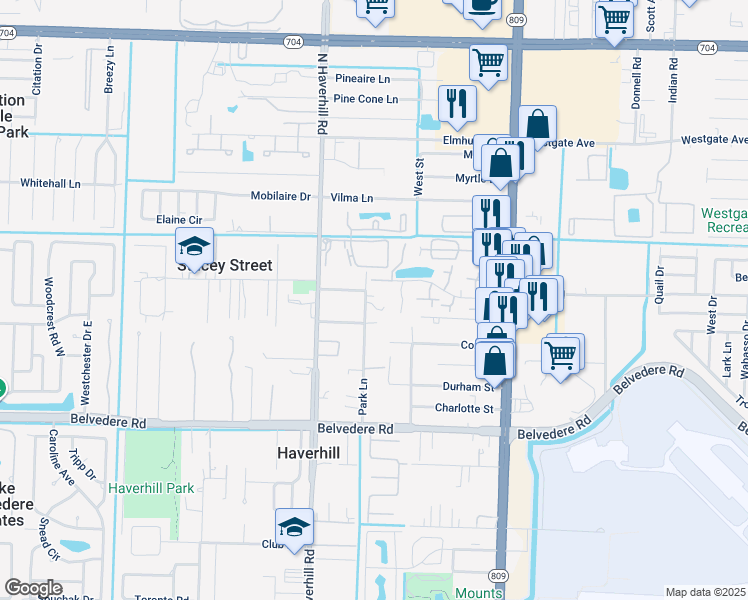 map of restaurants, bars, coffee shops, grocery stores, and more near 4846 Cherry Road in West Palm Beach