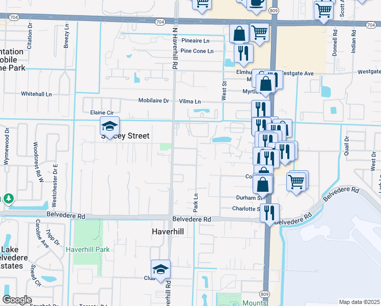 map of restaurants, bars, coffee shops, grocery stores, and more near 4910 Pine Ridge Lane in West Palm Beach