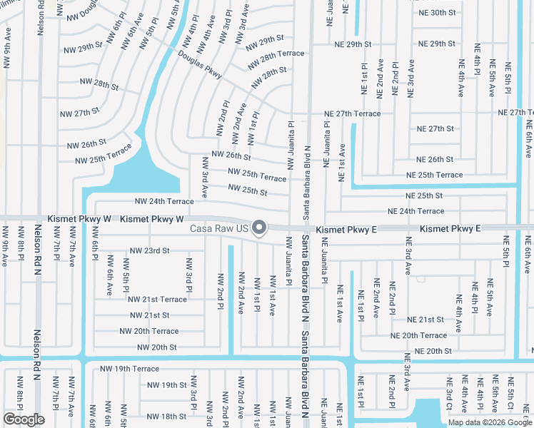 map of restaurants, bars, coffee shops, grocery stores, and more near 32 Northwest 24th Terrace in Cape Coral