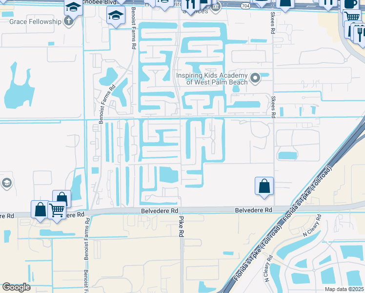 map of restaurants, bars, coffee shops, grocery stores, and more near 116 Golden Lakes Boulevard in Royal Palm Beach