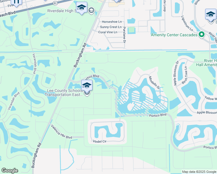 map of restaurants, bars, coffee shops, grocery stores, and more near 14160 Portico Boulevard in Fort Myers