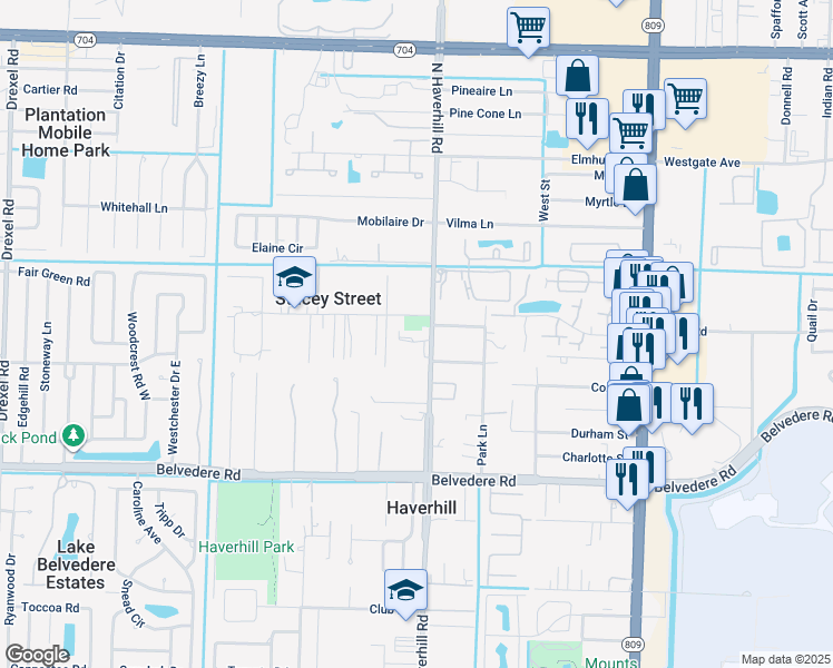 map of restaurants, bars, coffee shops, grocery stores, and more near 1325 Haverhill Road in West Palm Beach
