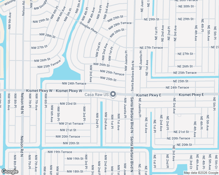 map of restaurants, bars, coffee shops, grocery stores, and more near 119 Kismet Parkway West in Cape Coral