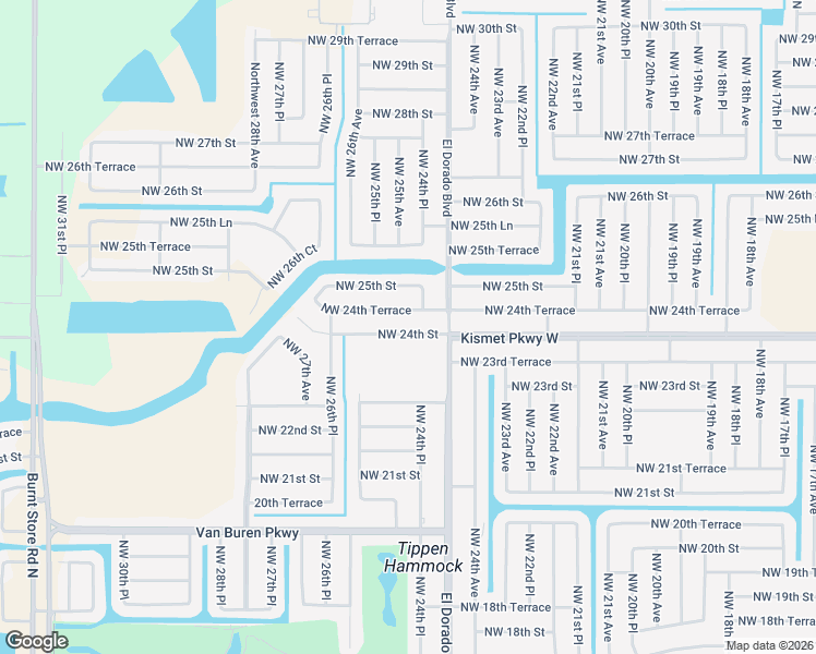 map of restaurants, bars, coffee shops, grocery stores, and more near 2421 Northwest 24th Street in Cape Coral