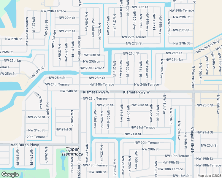 map of restaurants, bars, coffee shops, grocery stores, and more near 2123 Kismet Parkway West in Cape Coral