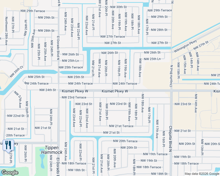 map of restaurants, bars, coffee shops, grocery stores, and more near 2005 Kismet Parkway West in Cape Coral