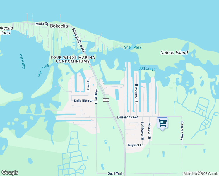 map of restaurants, bars, coffee shops, grocery stores, and more near 7660 Captains Harbor Drive in Bokeelia