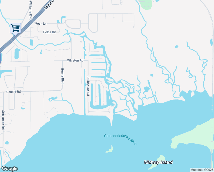 map of restaurants, bars, coffee shops, grocery stores, and more near 2204 Channel Way in North Fort Myers