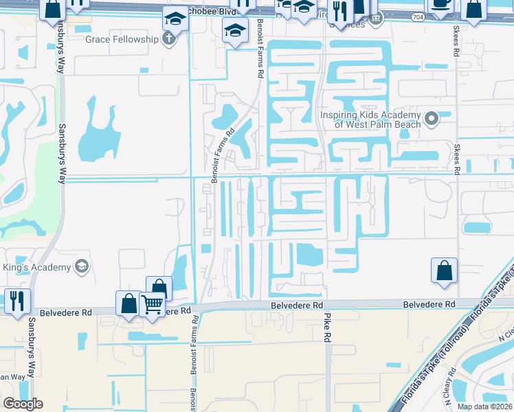 map of restaurants, bars, coffee shops, grocery stores, and more near 1151 Lake Terry Drive in West Palm Beach