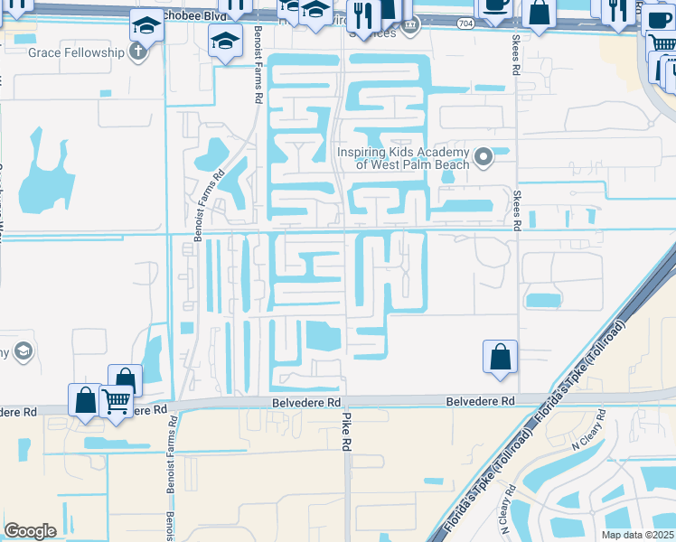 map of restaurants, bars, coffee shops, grocery stores, and more near 116 Golden Lakes Boulevard in Royal Palm Beach