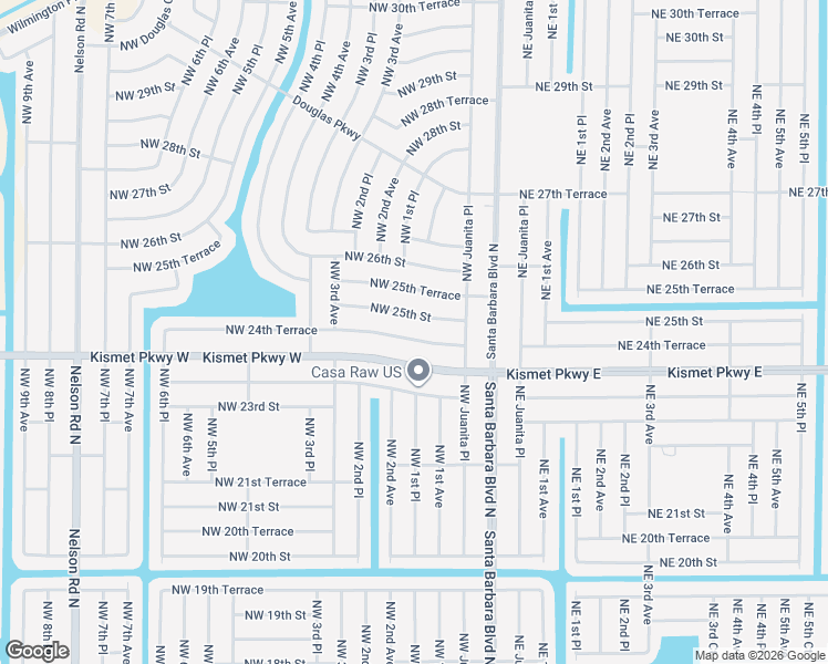map of restaurants, bars, coffee shops, grocery stores, and more near 32 Northwest 24th Terrace in Cape Coral