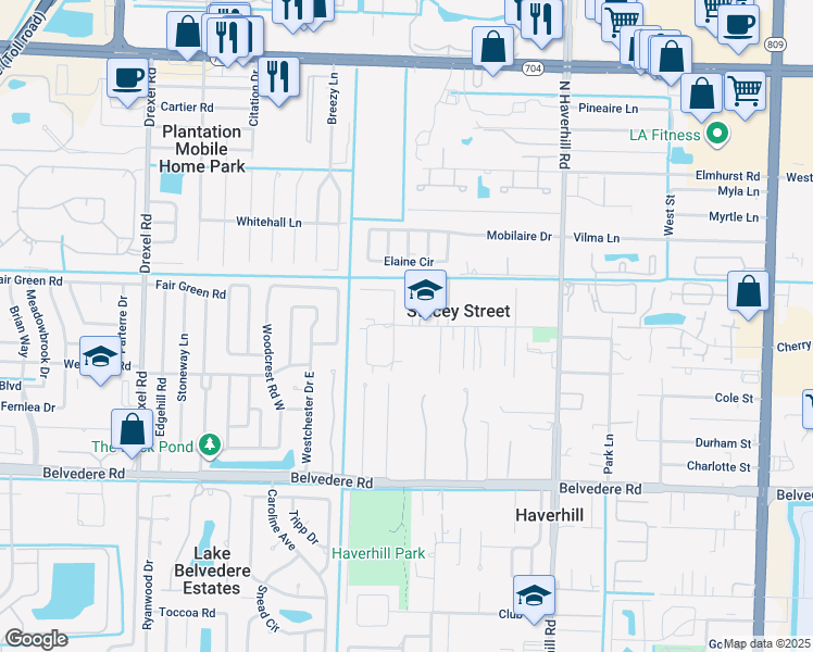 map of restaurants, bars, coffee shops, grocery stores, and more near 5354 Stacy Street in West Palm Beach