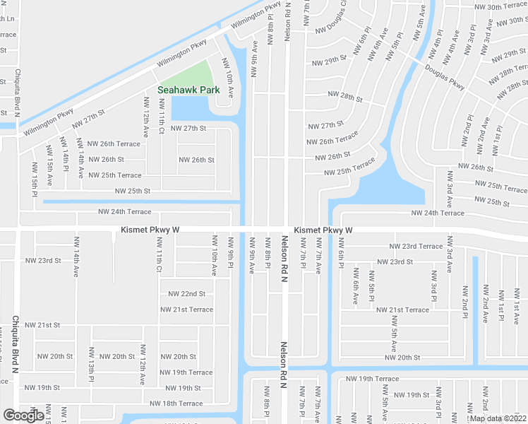 map of restaurants, bars, coffee shops, grocery stores, and more near 2412 Northwest 8th Place in Cape Coral