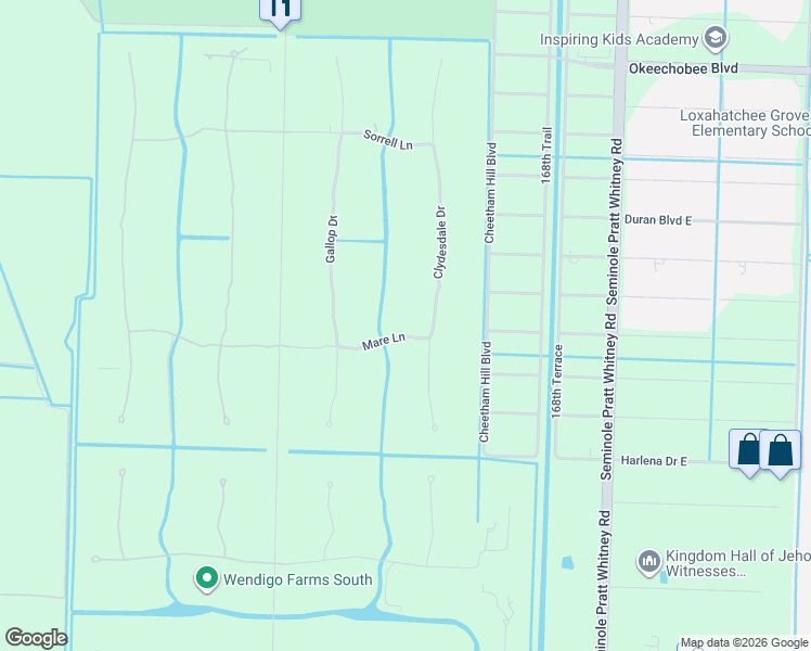 map of restaurants, bars, coffee shops, grocery stores, and more near 17225 Mare Lane in Loxahatchee