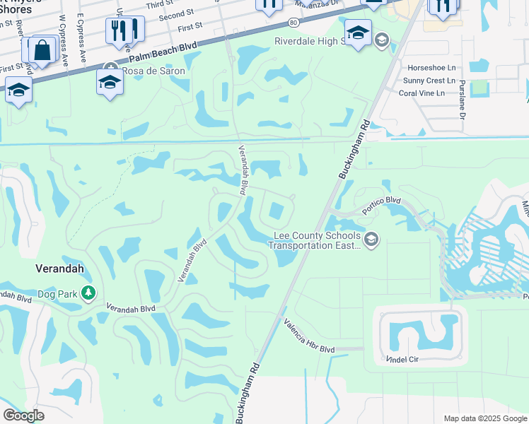 map of restaurants, bars, coffee shops, grocery stores, and more near 13878 Woodhaven Circle in Fort Myers