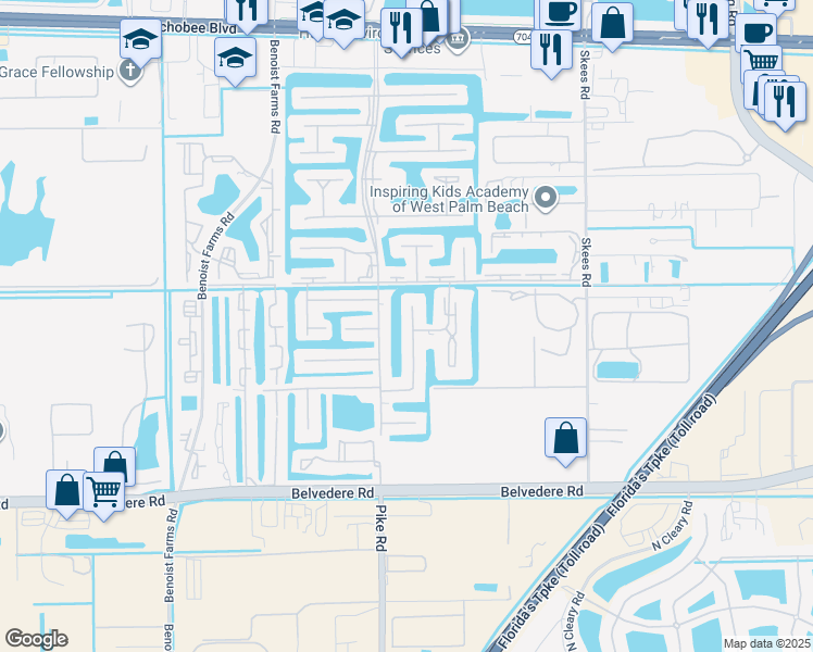 map of restaurants, bars, coffee shops, grocery stores, and more near 212 Lake Meryl Drive in West Palm Beach