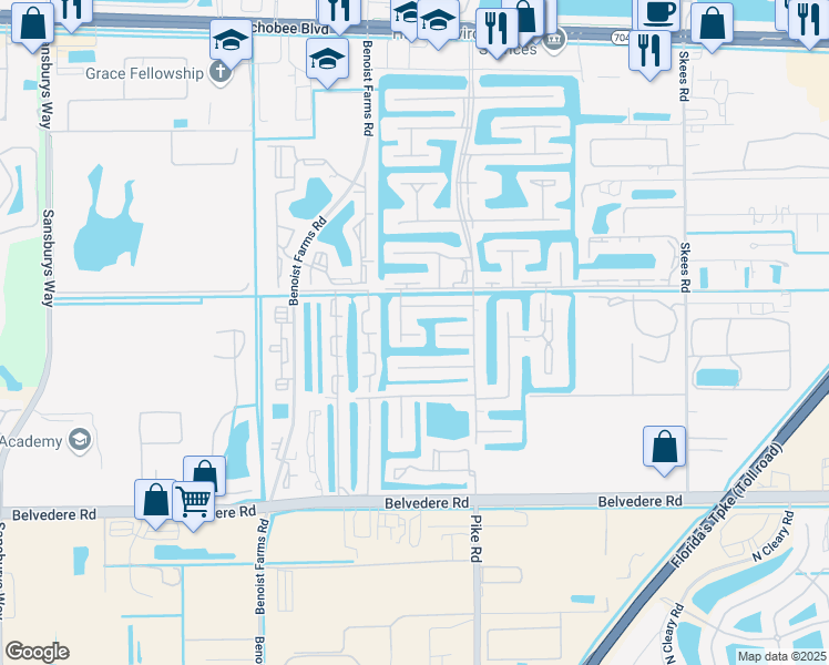 map of restaurants, bars, coffee shops, grocery stores, and more near 135 Lake Nancy Lane in West Palm Beach