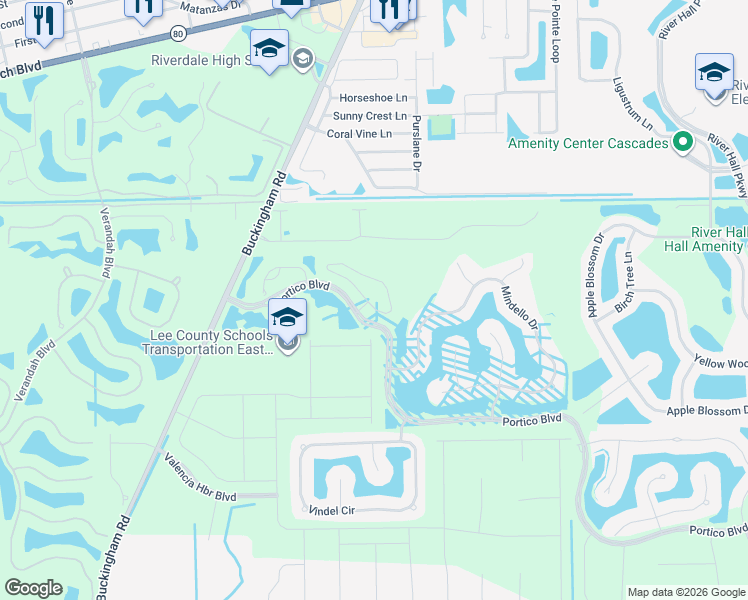 map of restaurants, bars, coffee shops, grocery stores, and more near 14024 Oviedo Place in Fort Myers