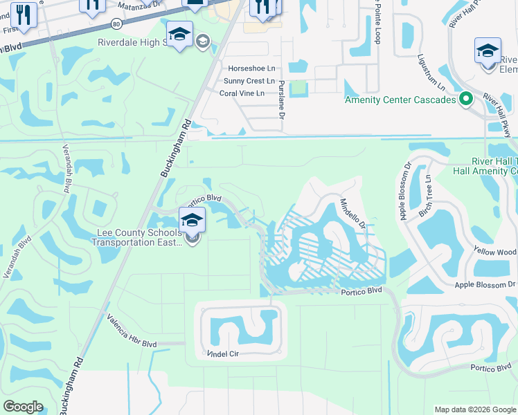 map of restaurants, bars, coffee shops, grocery stores, and more near 14024 Oviedo Place in Fort Myers
