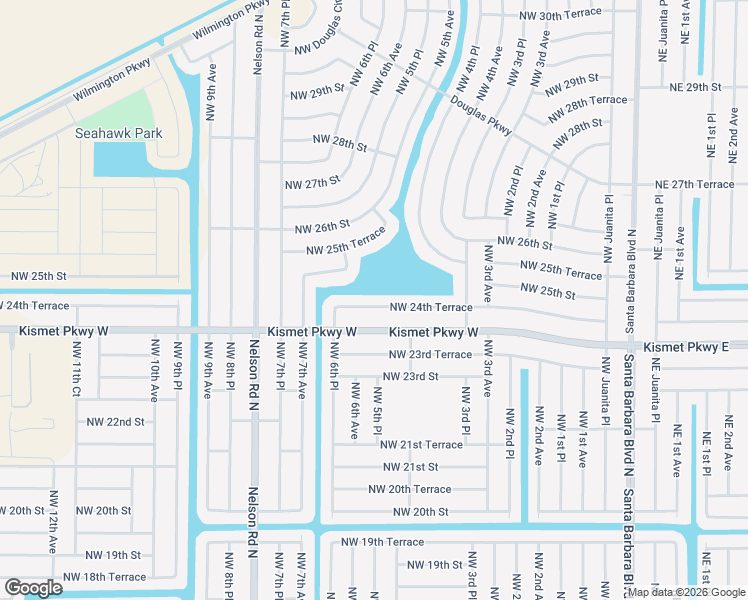 map of restaurants, bars, coffee shops, grocery stores, and more near 513 Northwest 24th Terrace in Cape Coral