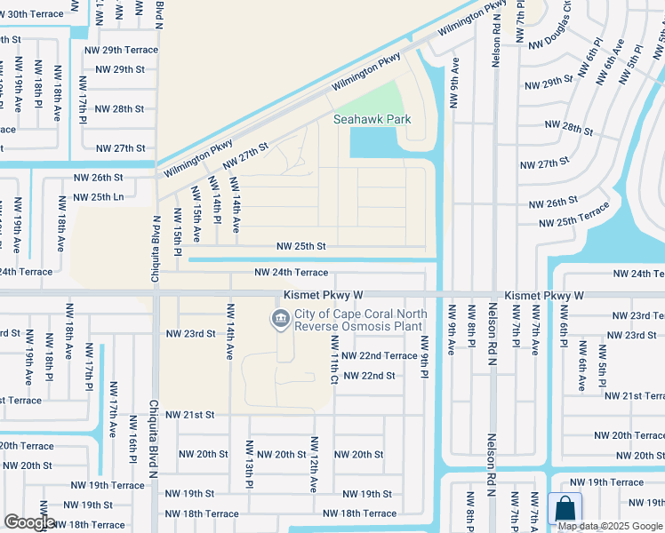 map of restaurants, bars, coffee shops, grocery stores, and more near 1110 Northwest 25th Street in Cape Coral