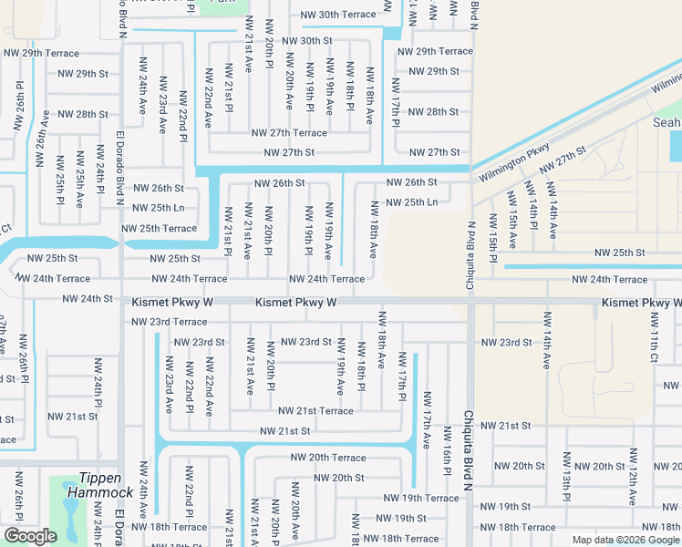 map of restaurants, bars, coffee shops, grocery stores, and more near 2426 Northwest 18th Place in Cape Coral