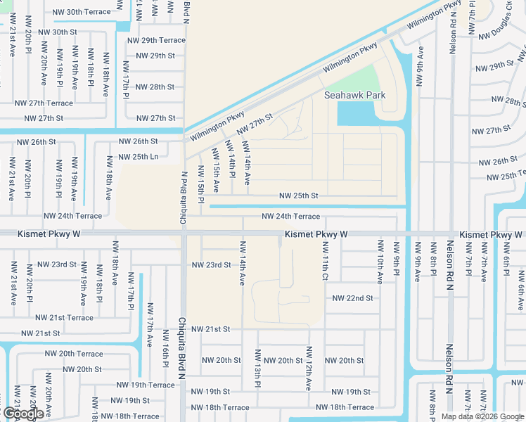 map of restaurants, bars, coffee shops, grocery stores, and more near 1300 Northwest 25th Street in Cape Coral