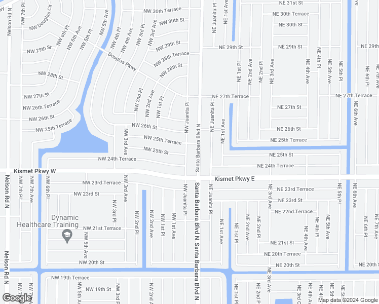 map of restaurants, bars, coffee shops, grocery stores, and more near 2503 Northwest Juanita Place in Cape Coral