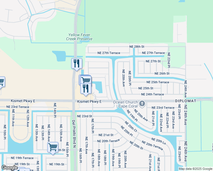 map of restaurants, bars, coffee shops, grocery stores, and more near 1604 Concordia Lake Circle in Cape Coral