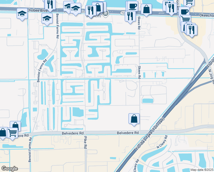 map of restaurants, bars, coffee shops, grocery stores, and more near 177 Lake Meryl Drive in West Palm Beach