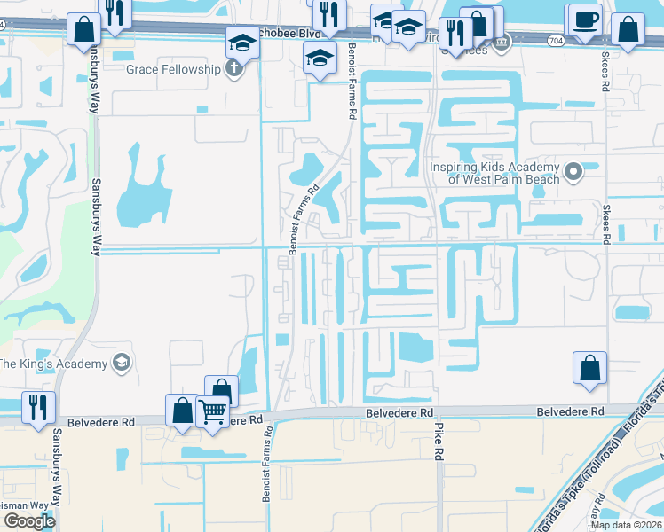 map of restaurants, bars, coffee shops, grocery stores, and more near 1188 Lake Victoria Drive in West Palm Beach