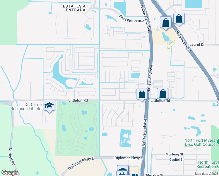 map of restaurants, bars, coffee shops, grocery stores, and more near 188 Elburg Drive in North Fort Myers