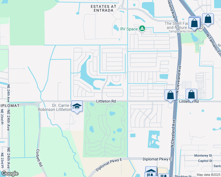 map of restaurants, bars, coffee shops, grocery stores, and more near 44 Sunset Circle in North Fort Myers