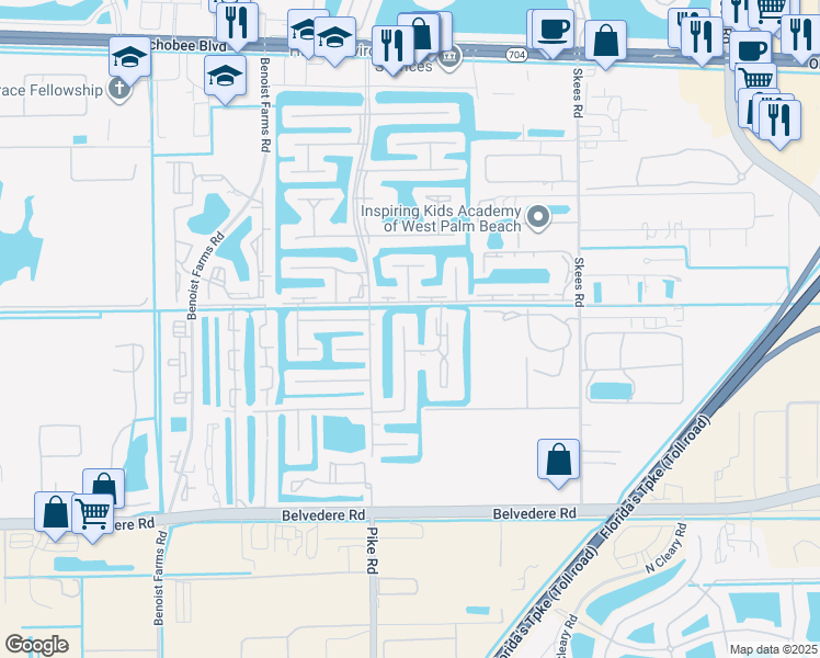 map of restaurants, bars, coffee shops, grocery stores, and more near 212 Lake Meryl Drive in West Palm Beach