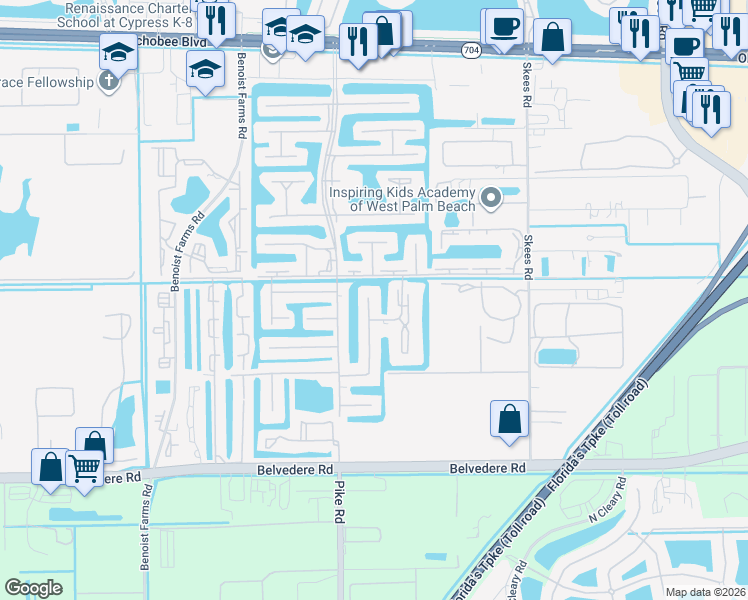 map of restaurants, bars, coffee shops, grocery stores, and more near 212 Lake Meryl Drive in West Palm Beach