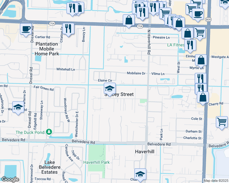 map of restaurants, bars, coffee shops, grocery stores, and more near in Stacey Street