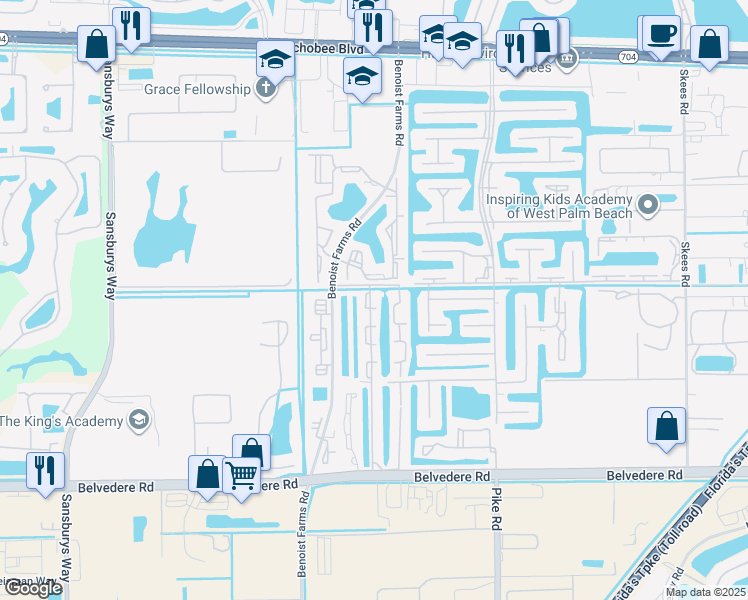 map of restaurants, bars, coffee shops, grocery stores, and more near 1186 Lake Terry Drive in West Palm Beach