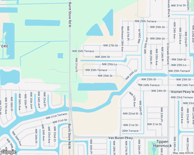 map of restaurants, bars, coffee shops, grocery stores, and more near 2910 Northwest 25th Street in Cape Coral