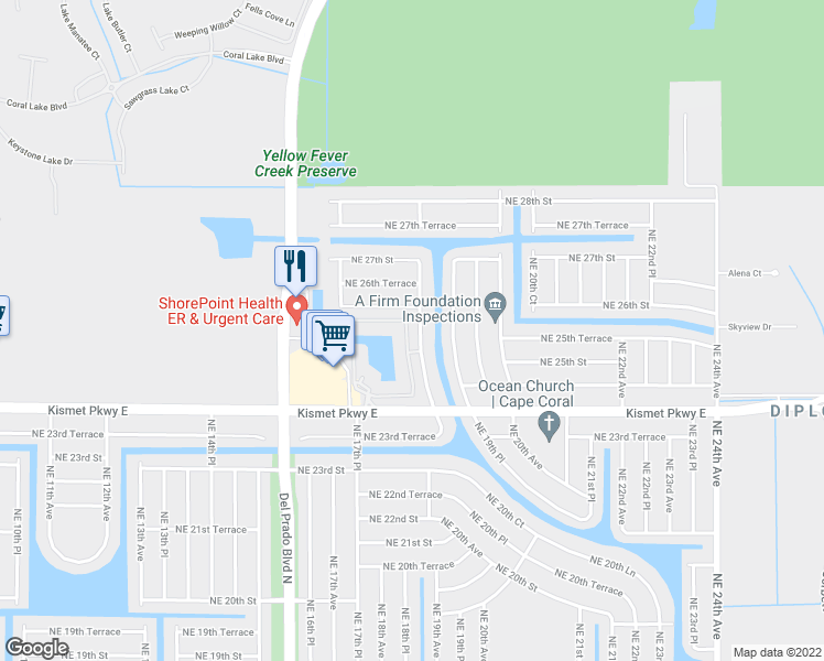 map of restaurants, bars, coffee shops, grocery stores, and more near 1408 Concordia Lake Circle in Cape Coral