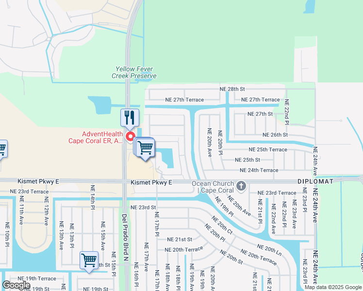 map of restaurants, bars, coffee shops, grocery stores, and more near 1408 Concordia Lake Circle in Cape Coral