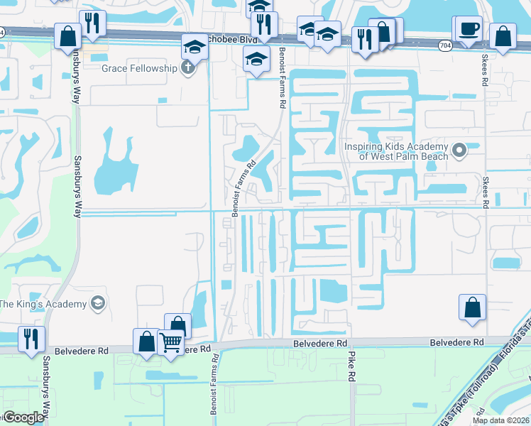 map of restaurants, bars, coffee shops, grocery stores, and more near 1198 Lake Terry Drive in West Palm Beach