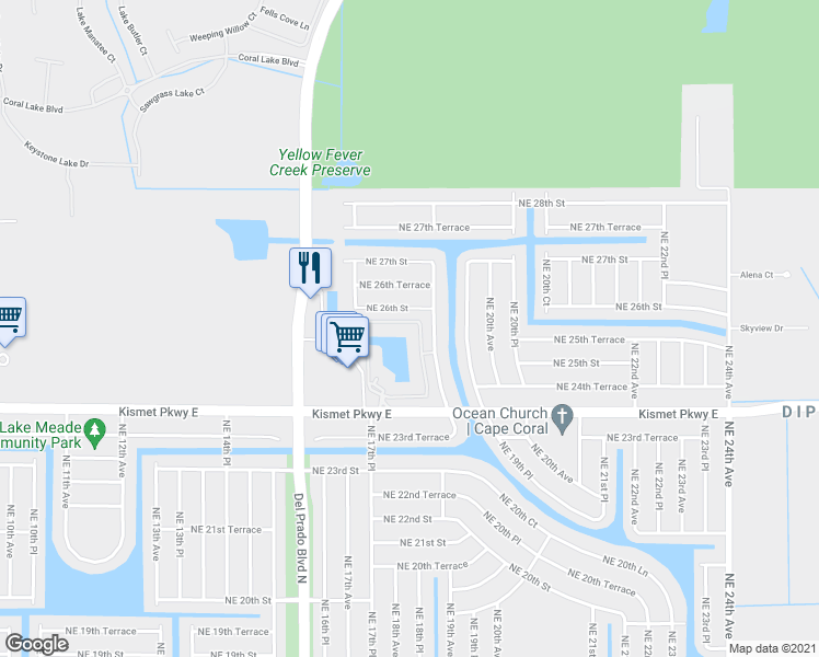 map of restaurants, bars, coffee shops, grocery stores, and more near 1408 Concordia Lake Circle in Cape Coral
