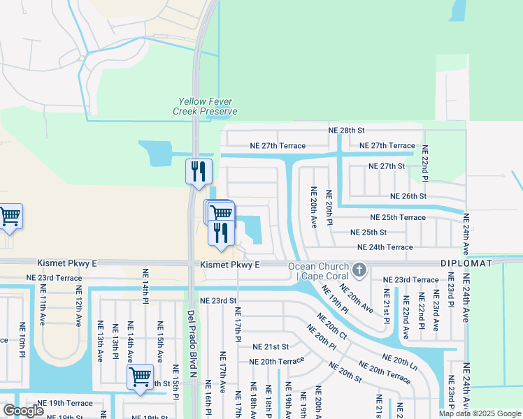 map of restaurants, bars, coffee shops, grocery stores, and more near 1813 Concordia Lake Circle in Cape Coral
